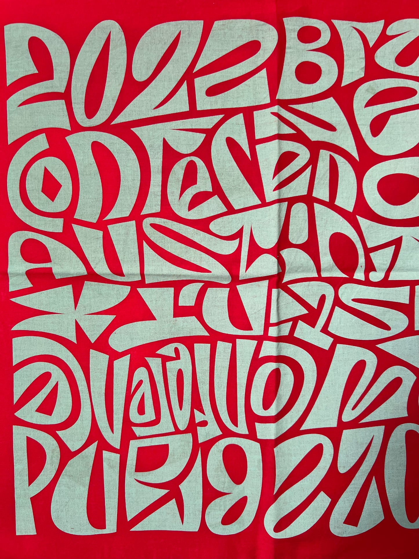 Red & Turquoise Font Print Bandana