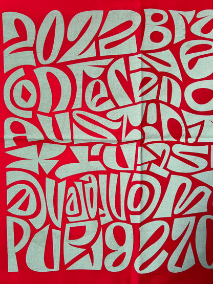 Red & Turquoise Font Print Bandana