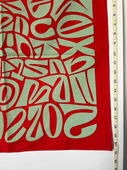 Red & Turquoise Font Print Bandana
