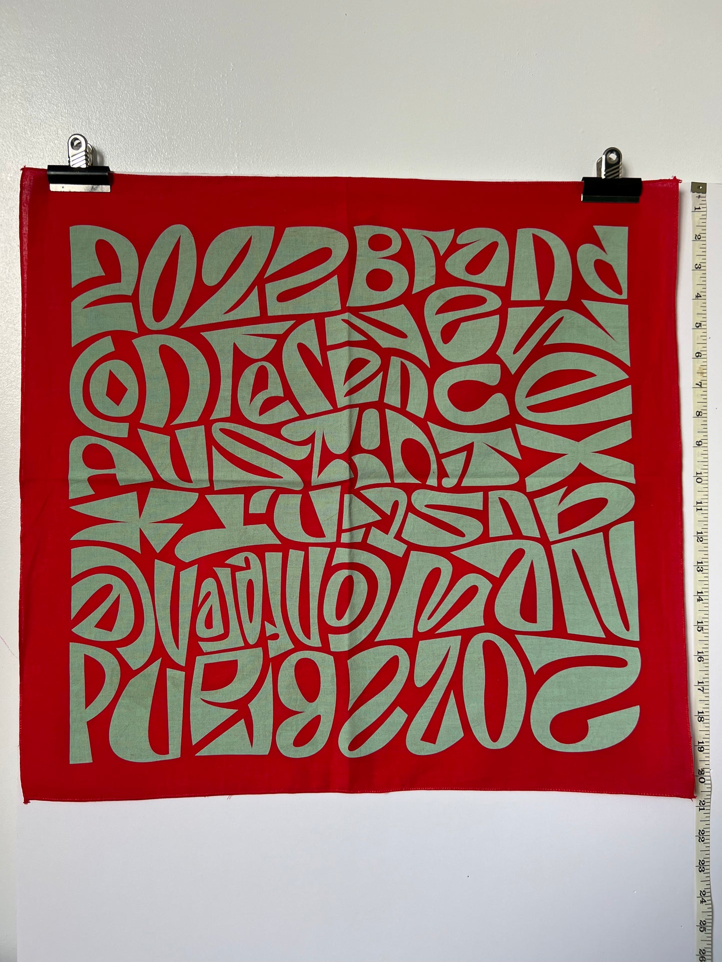 Red & Turquoise Font Print Bandana