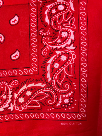 Red, White & Black Paisley Print Bandana