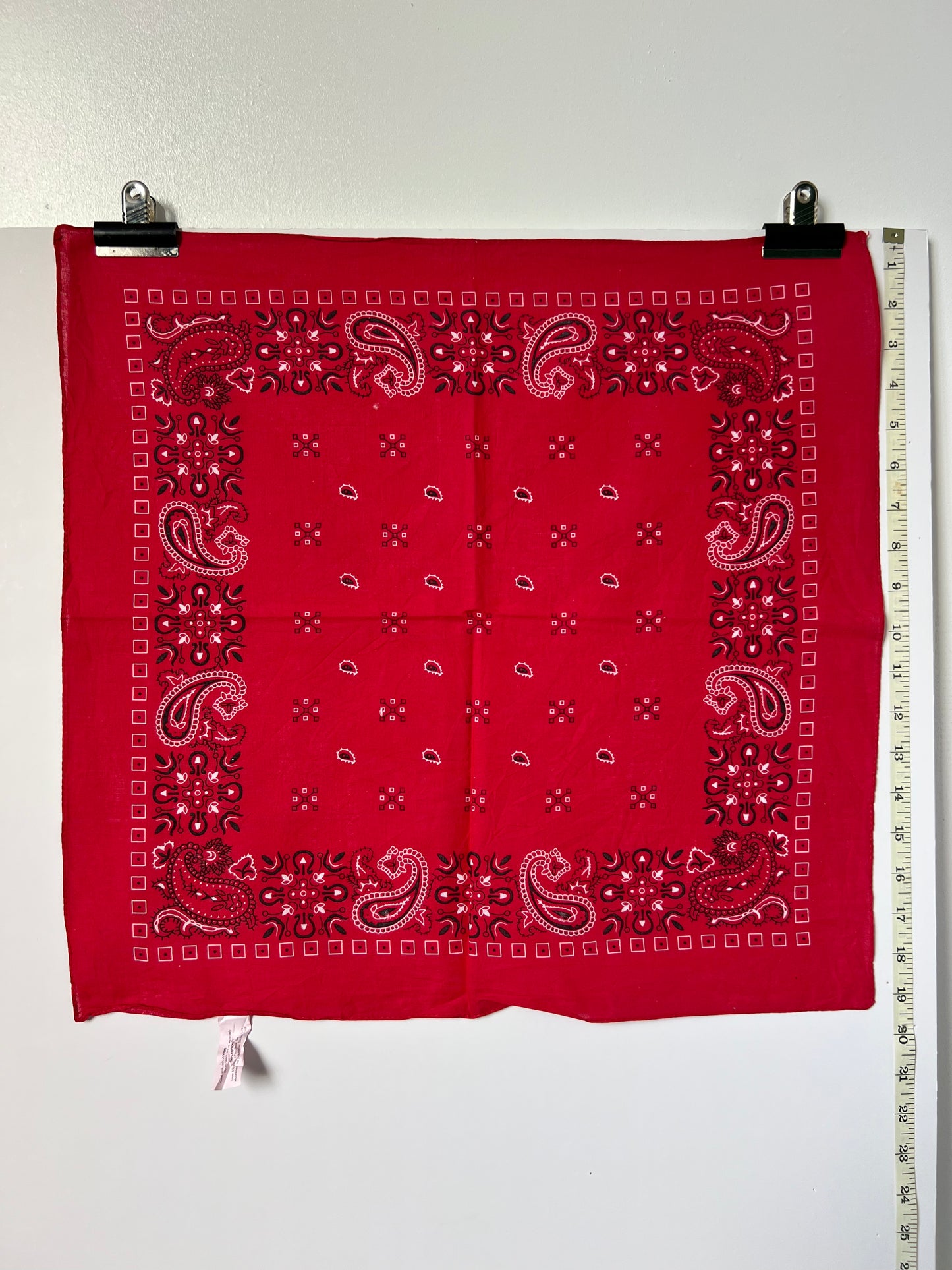Red Paisley Cross Hatch Print Bandana