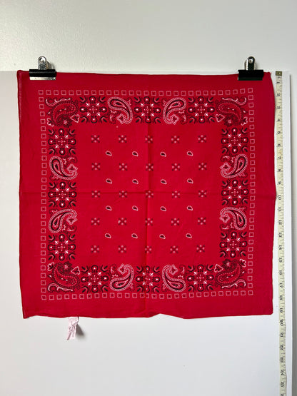 Red Paisley Cross Hatch Print Bandana
