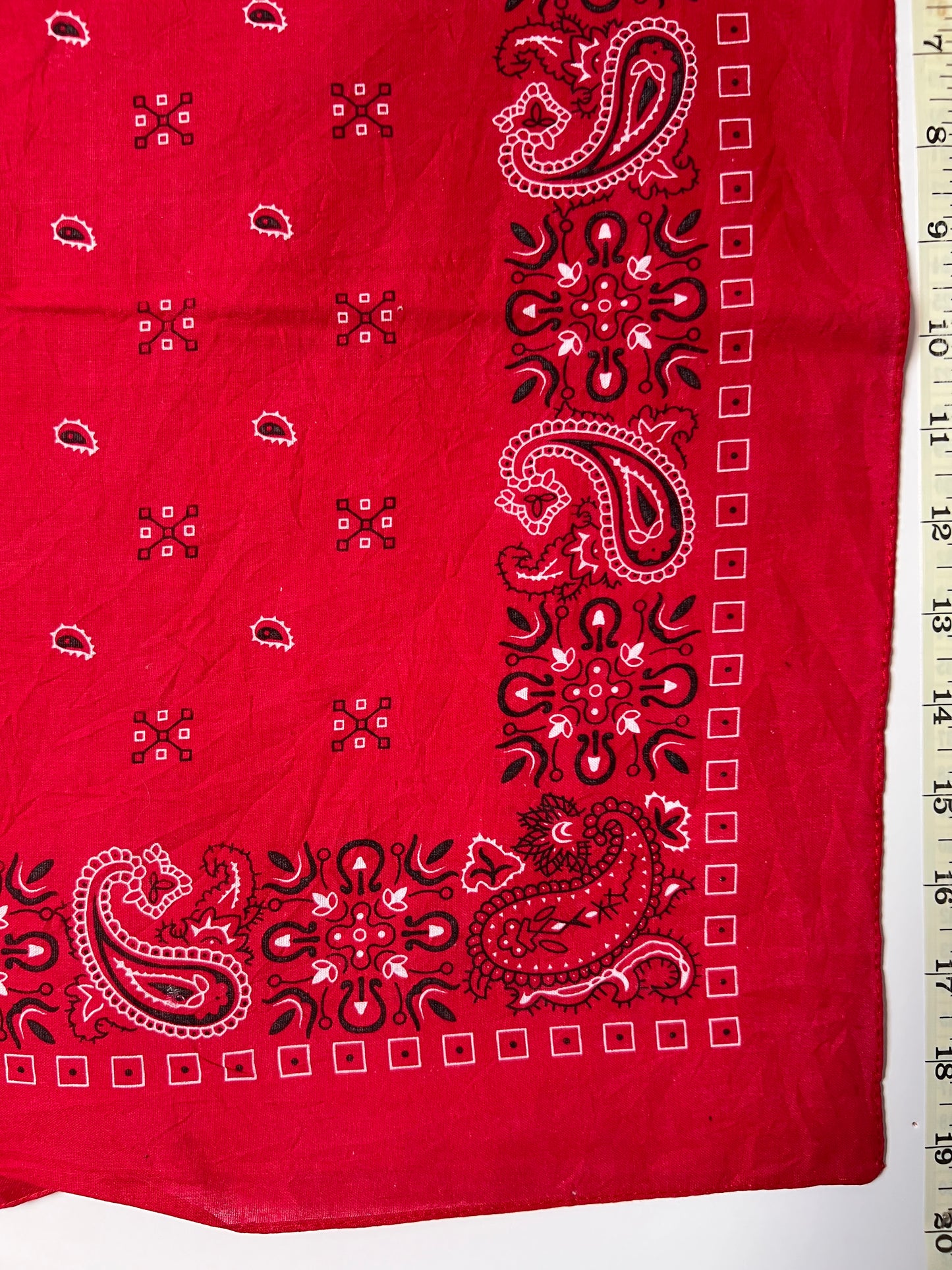 Red Paisley Cross Hatch Print Bandana