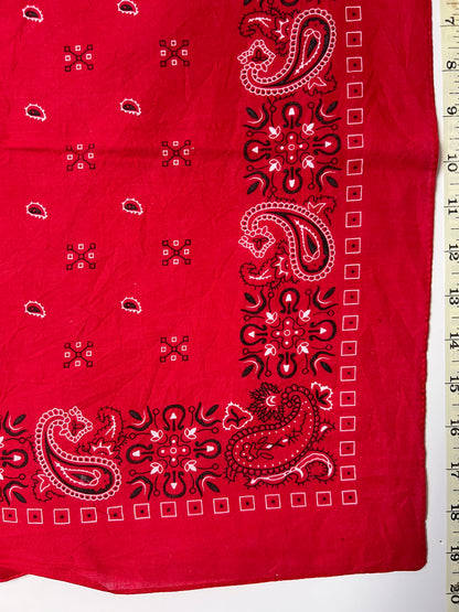 Red Paisley Cross Hatch Print Bandana