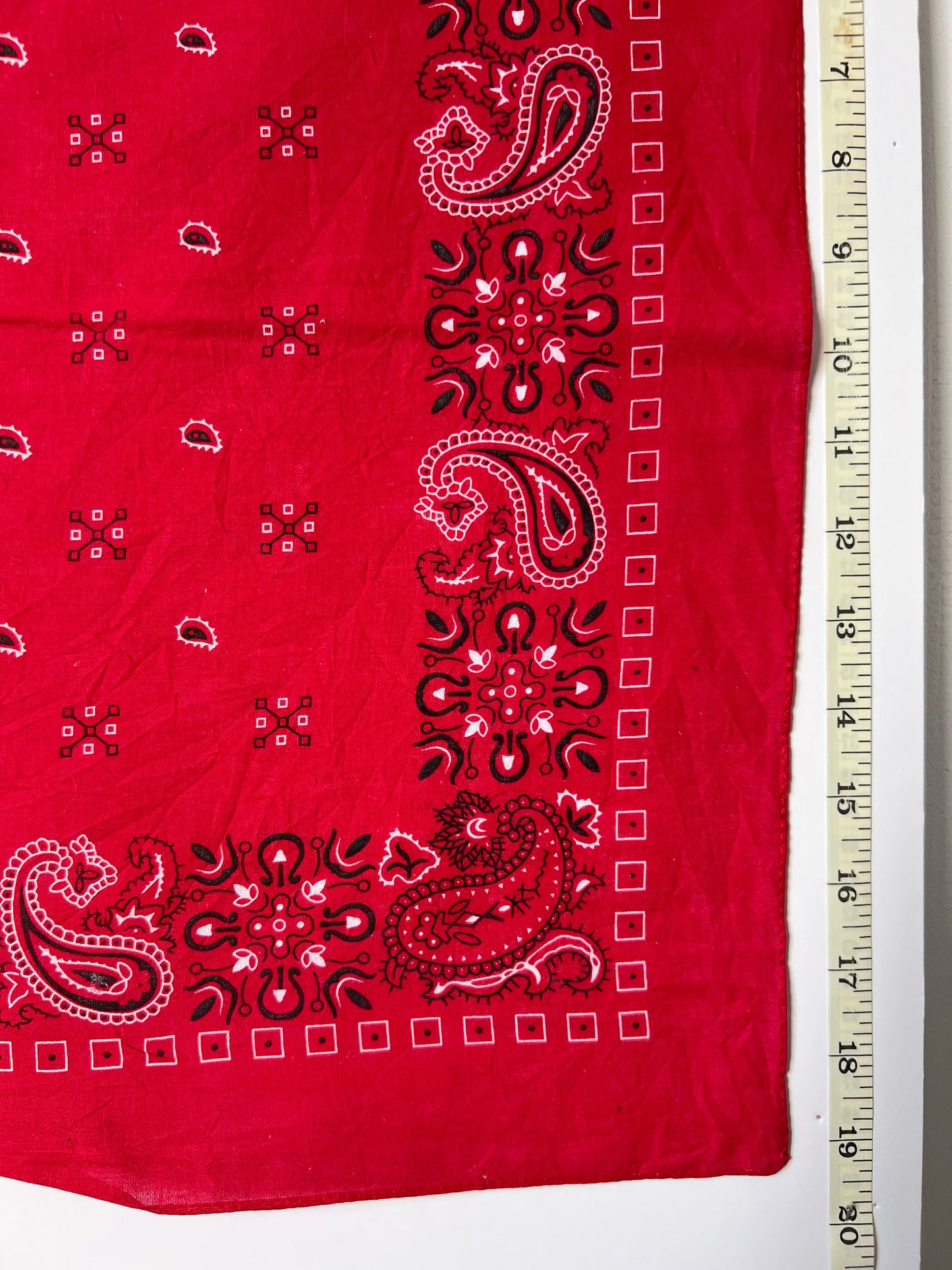 Red Paisley Cross Hatch Print Bandana