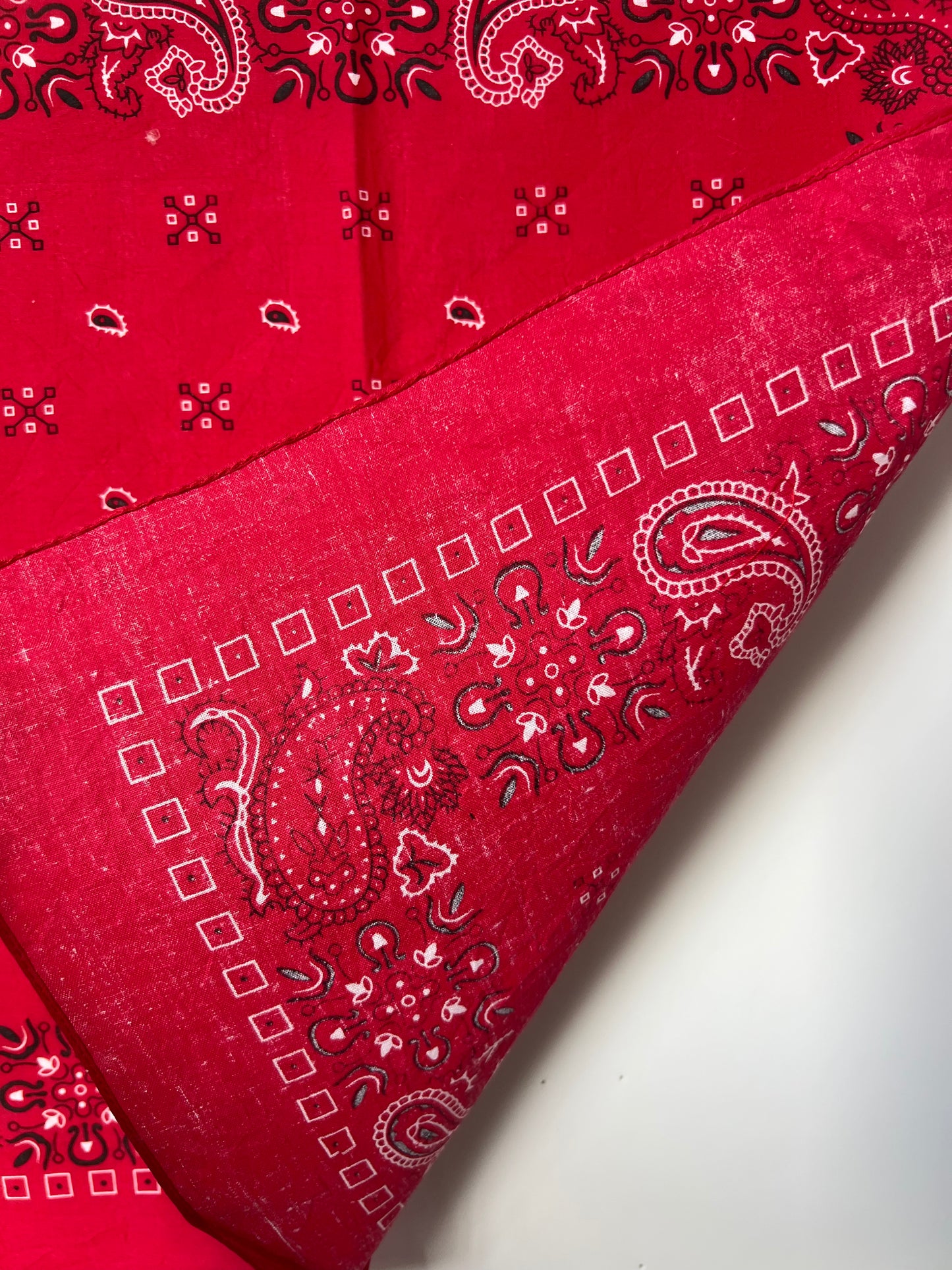 Red Paisley Cross Hatch Print Bandana