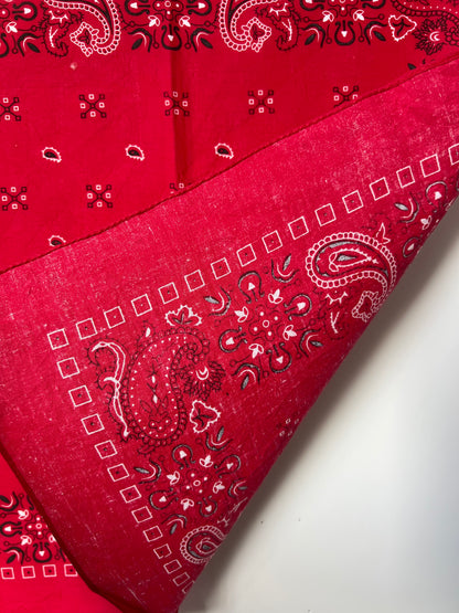 Red Paisley Cross Hatch Print Bandana