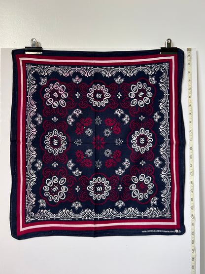 Navy, Burgundy & White Paisley Print Bandana