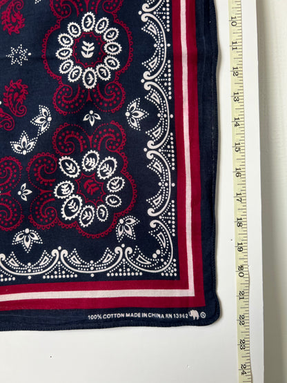 Navy, Burgundy & White Paisley Print Bandana