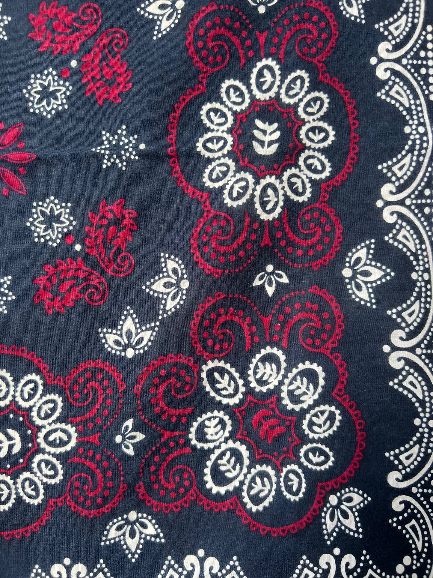 Navy, Burgundy & White Paisley Print Bandana
