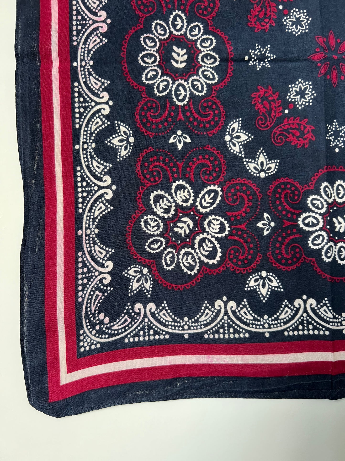 Navy, Burgundy & White Paisley Print Bandana