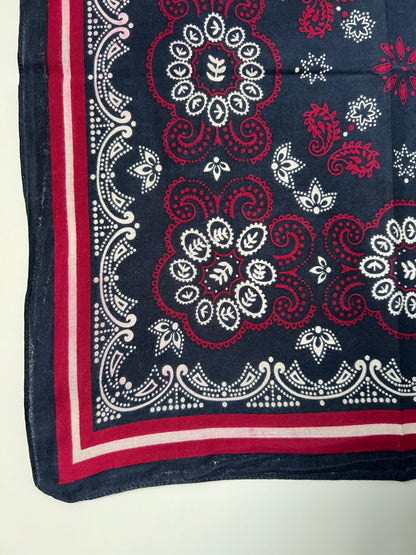 Navy, Burgundy & White Paisley Print Bandana