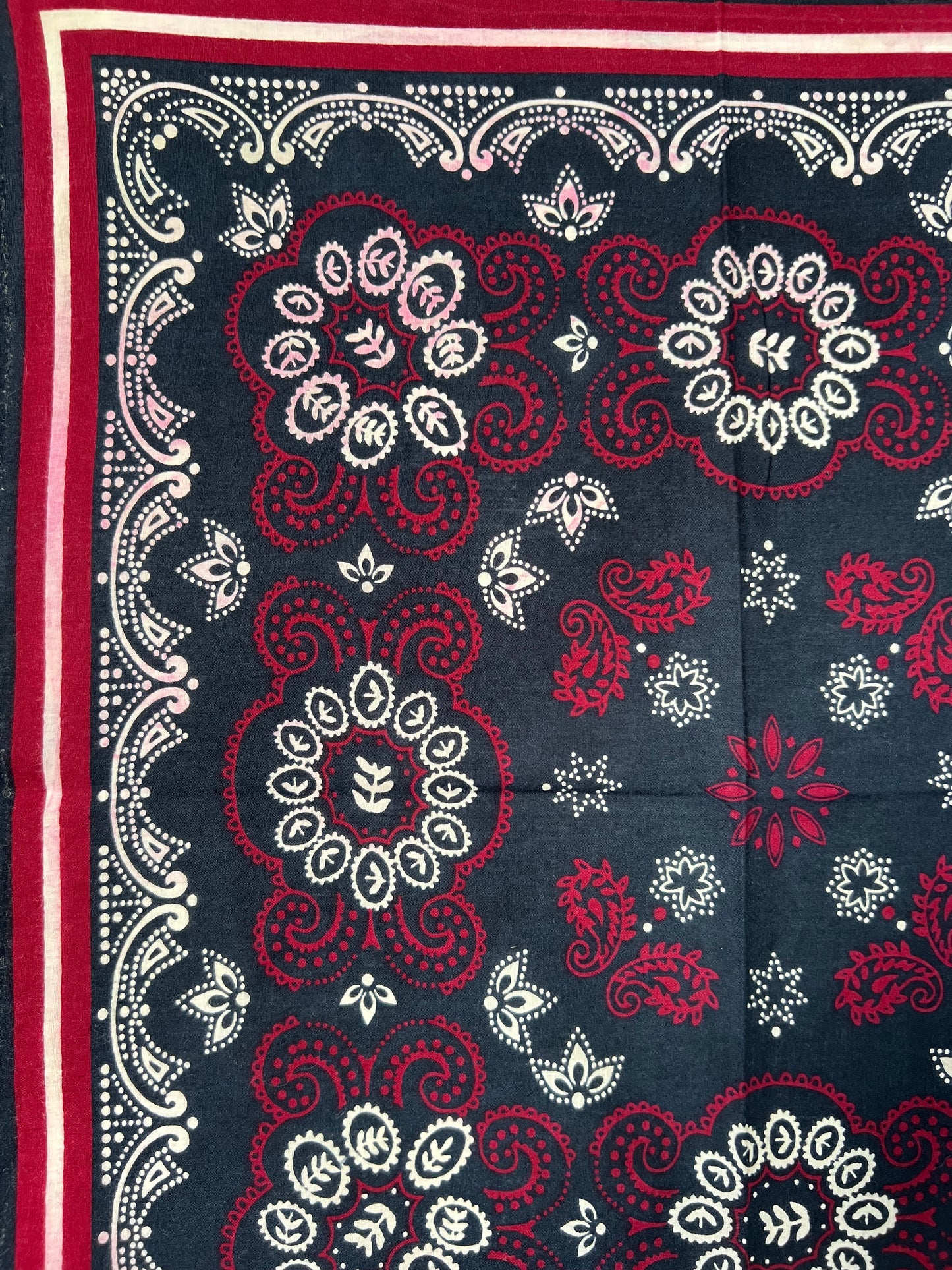 Navy, Burgundy & White Paisley Print Bandana