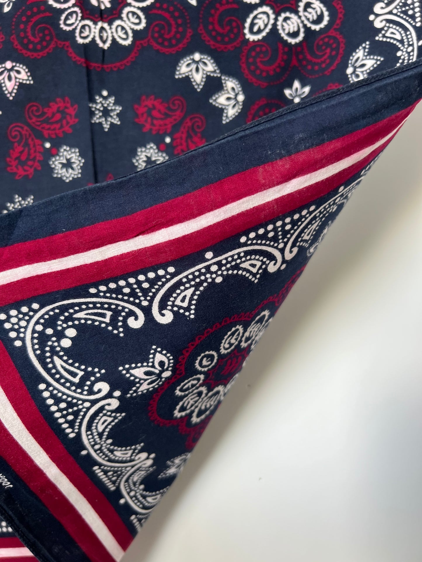 Navy, Burgundy & White Paisley Print Bandana