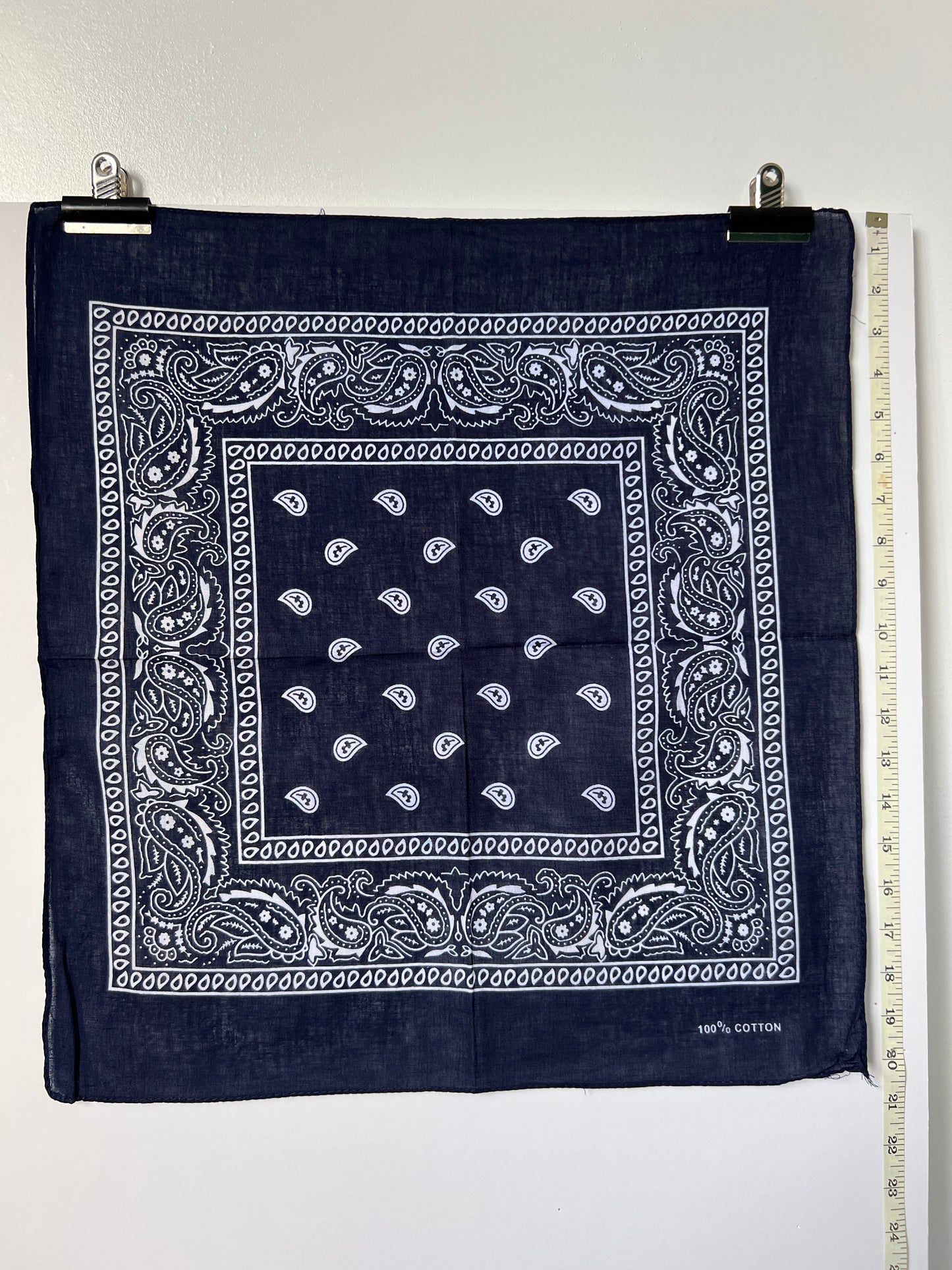 Dark Blue Soft Edge Paisley Border Print Bandana