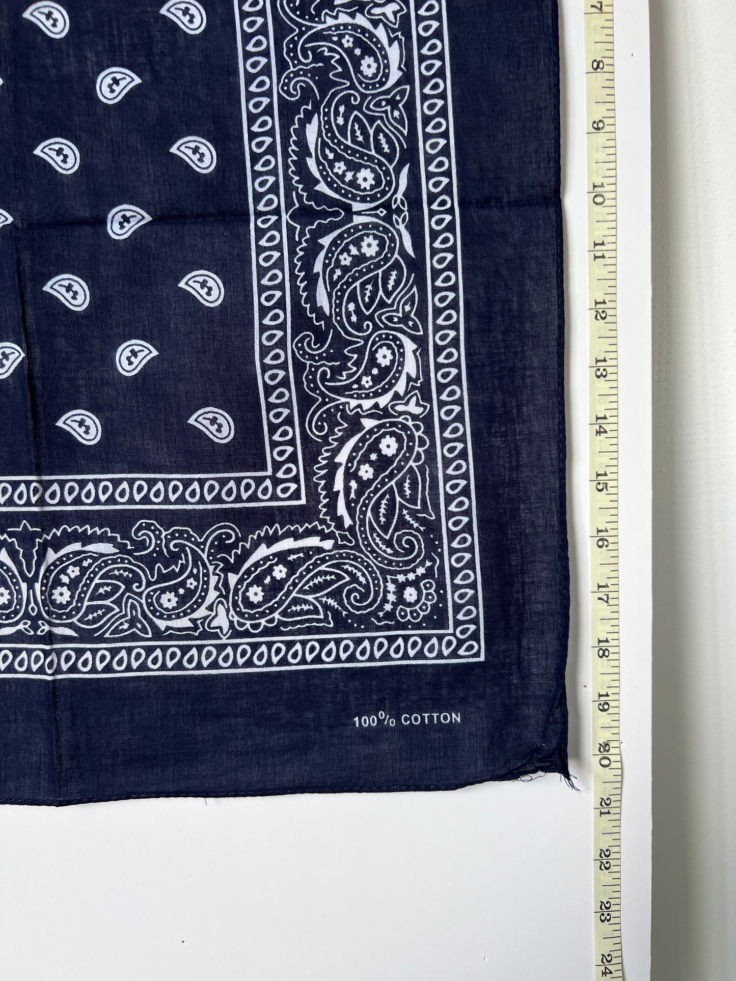 Dark Blue Soft Edge Paisley Border Print Bandana