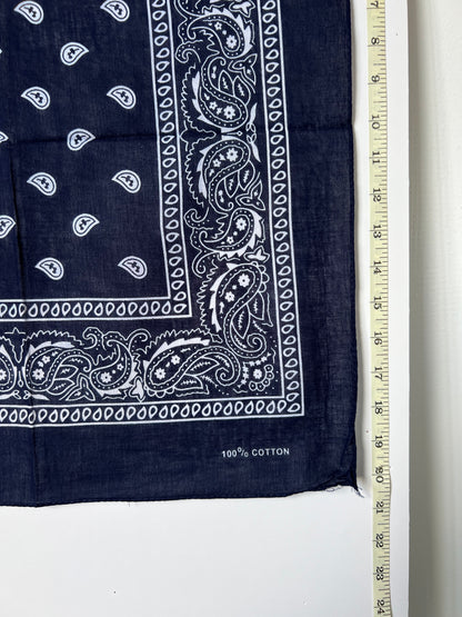 Dark Blue Soft Edge Paisley Border Print Bandana