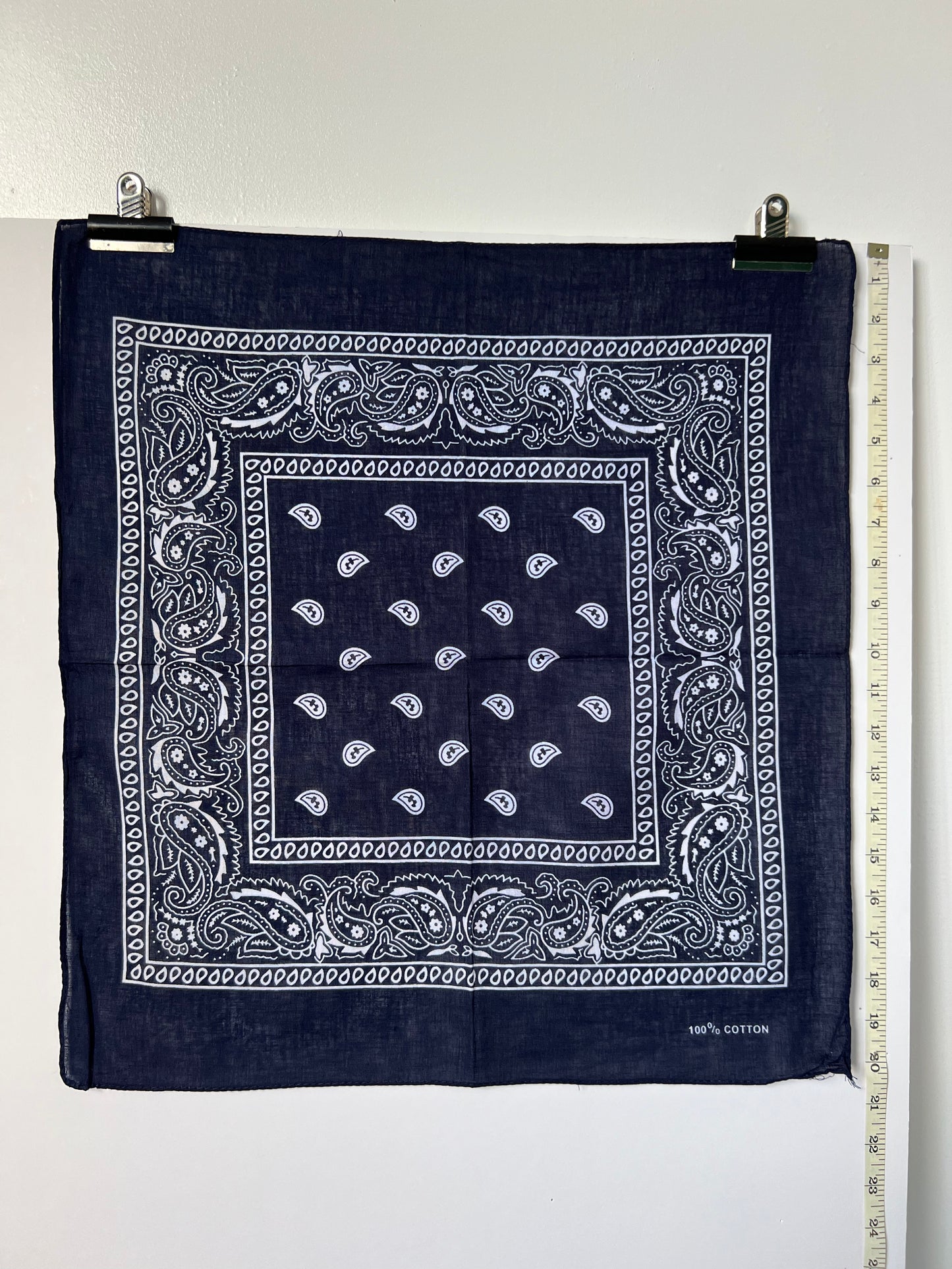 Dark Blue Soft Edge Paisley Border Print Bandana