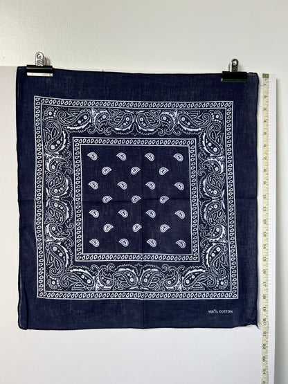 Dark Blue Soft Edge Paisley Border Print Bandana