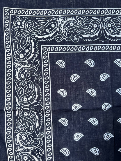 Dark Blue Soft Edge Paisley Border Print Bandana