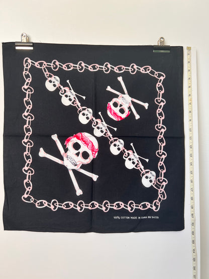 Skull & Crossbones Black, Red & Pink Bandana