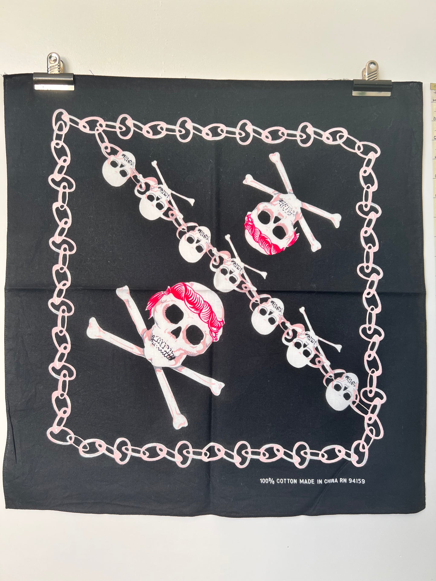 Skull & Crossbones Black, Red & Pink Bandana