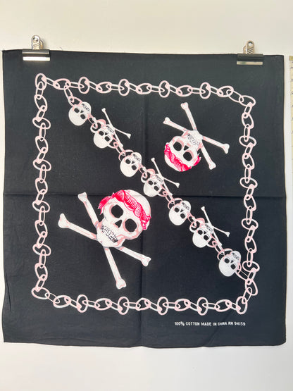 Skull & Crossbones Black, Red & Pink Bandana