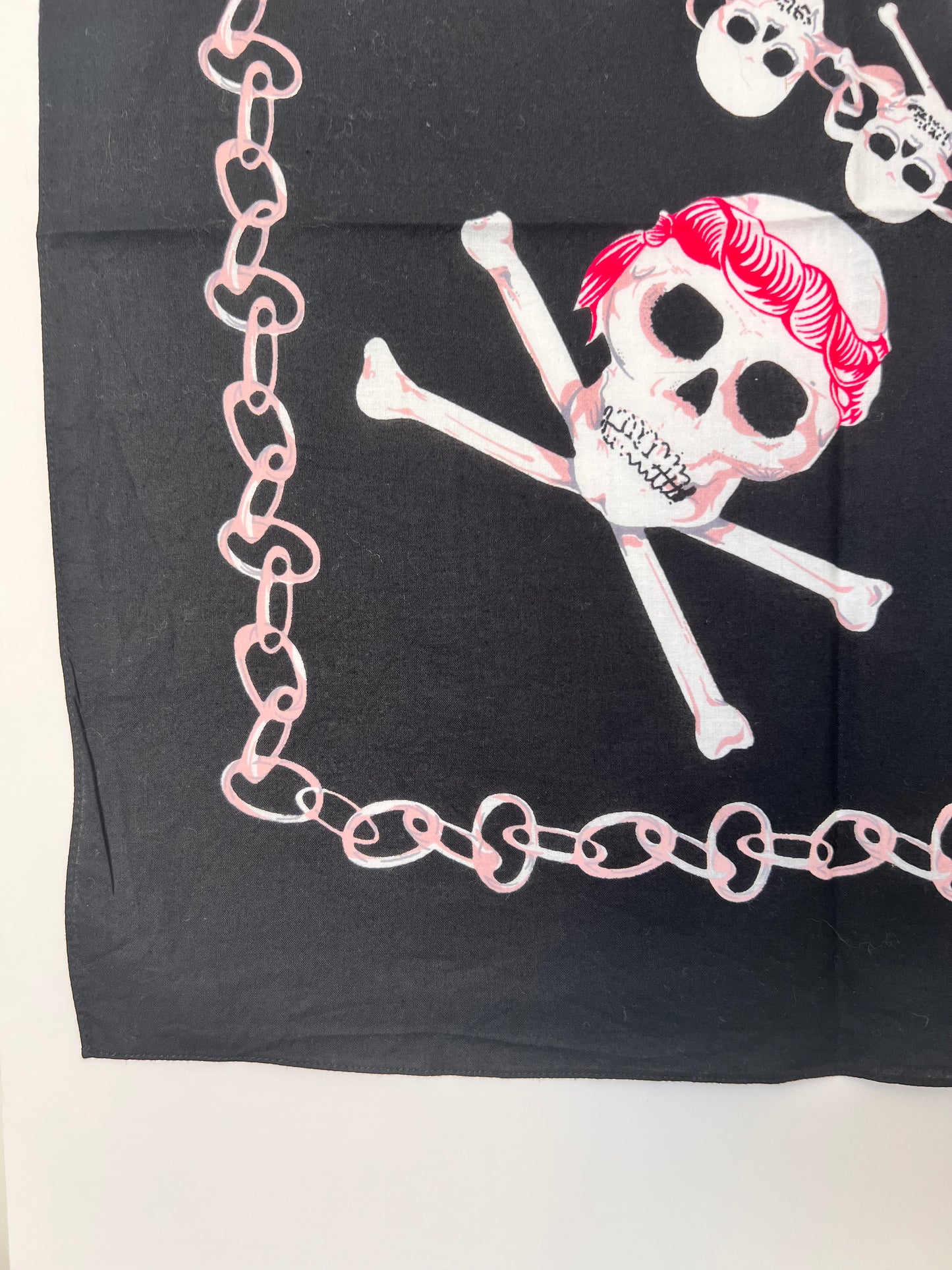 Skull & Crossbones Black, Red & Pink Bandana