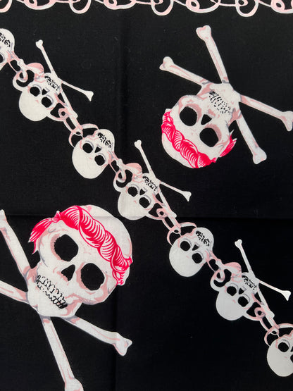 Skull & Crossbones Black, Red & Pink Bandana