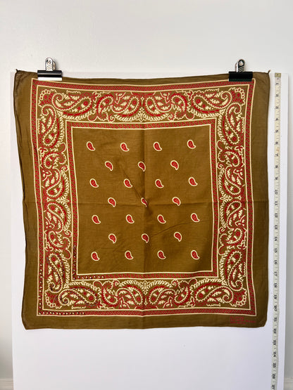Khaki & Red Paisley Beaded Bandana