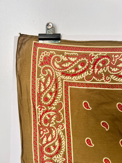 Khaki & Red Paisley Beaded Bandana