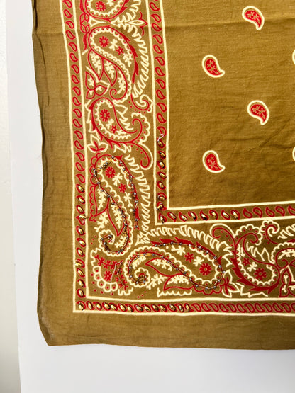 Khaki & Red Paisley Beaded Bandana