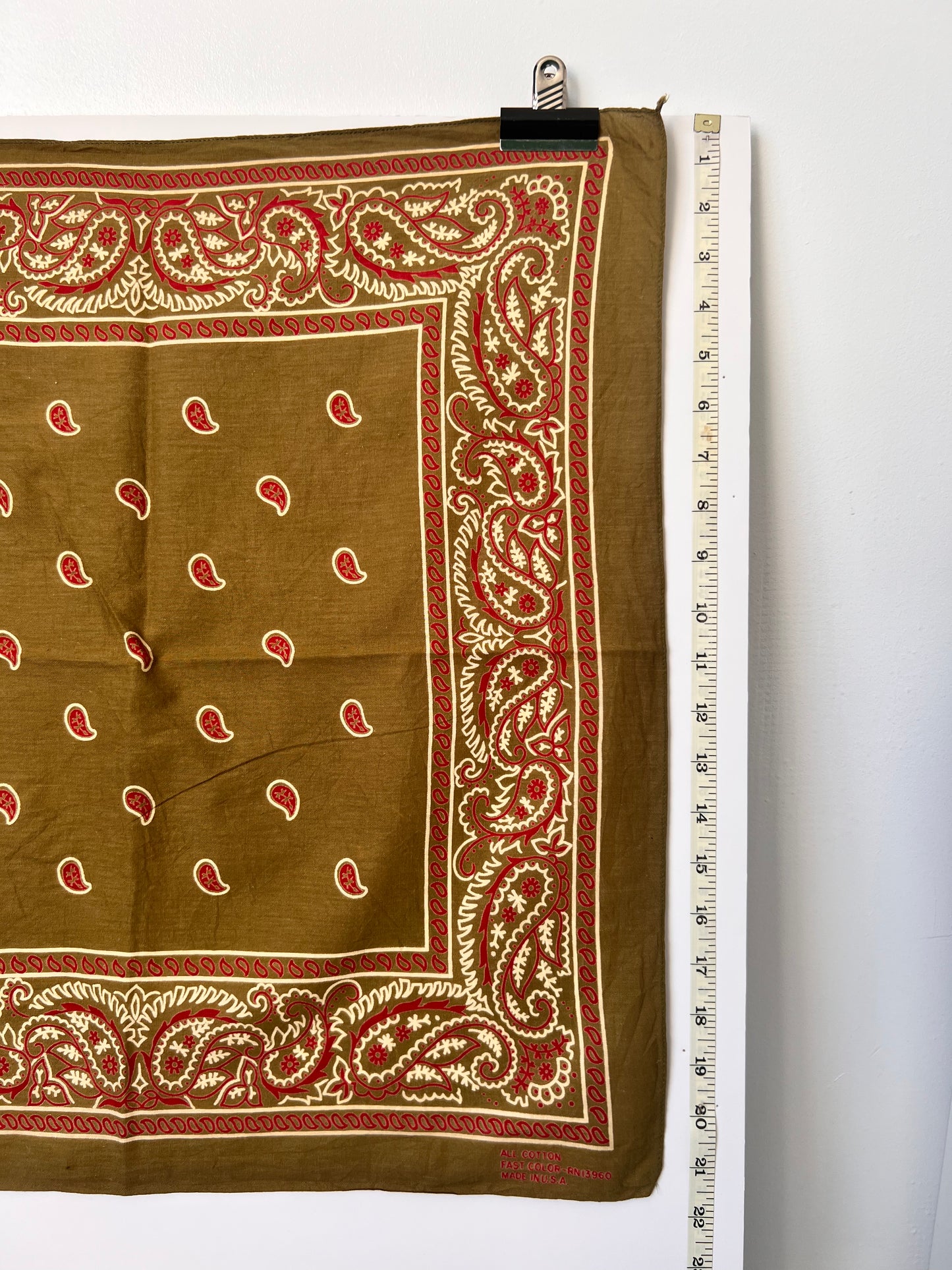 Khaki & Red Paisley Beaded Bandana