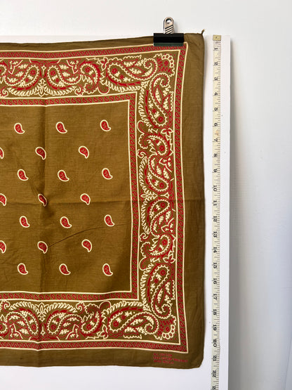 Khaki & Red Paisley Beaded Bandana