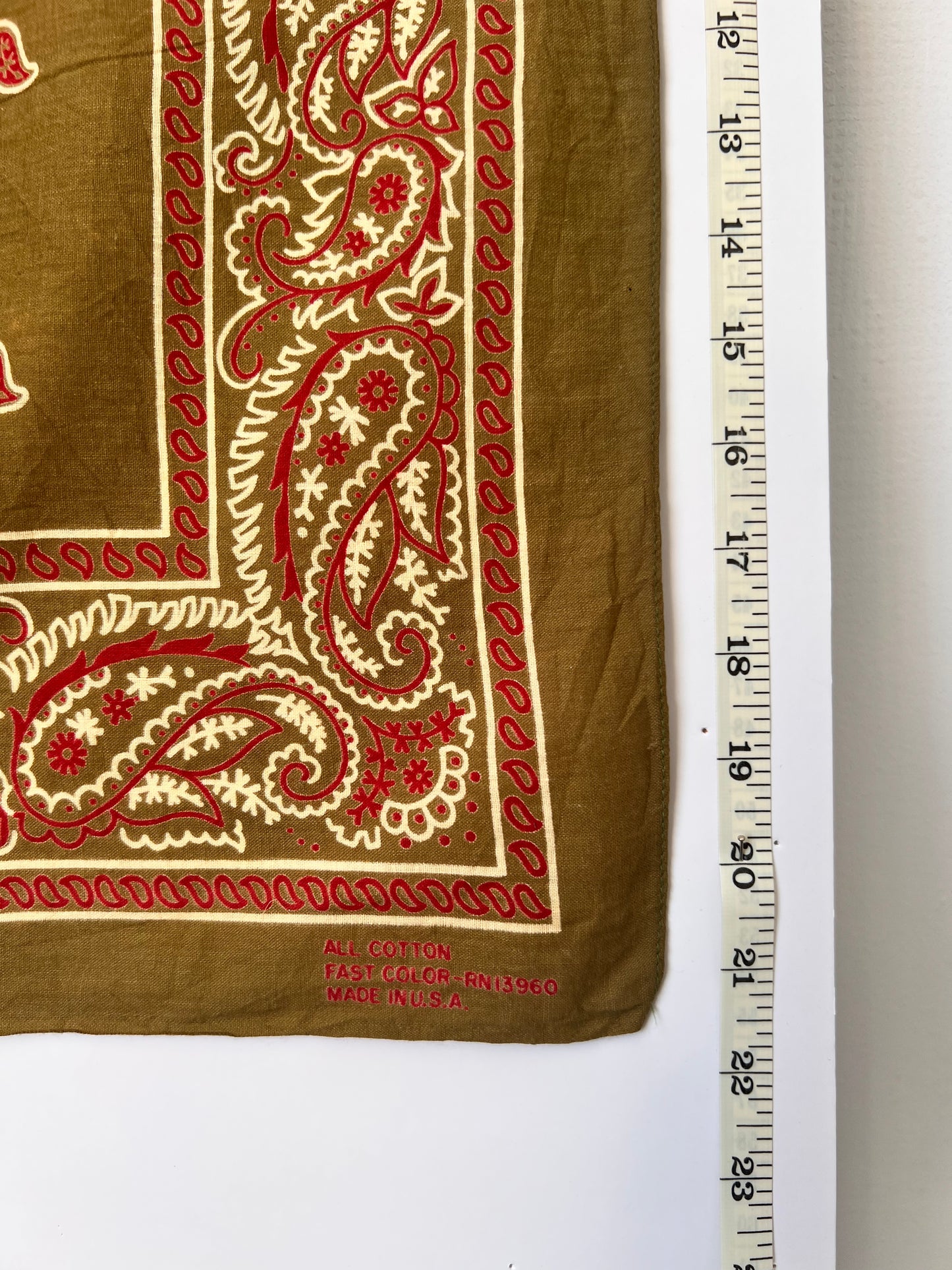 Khaki & Red Paisley Beaded Bandana