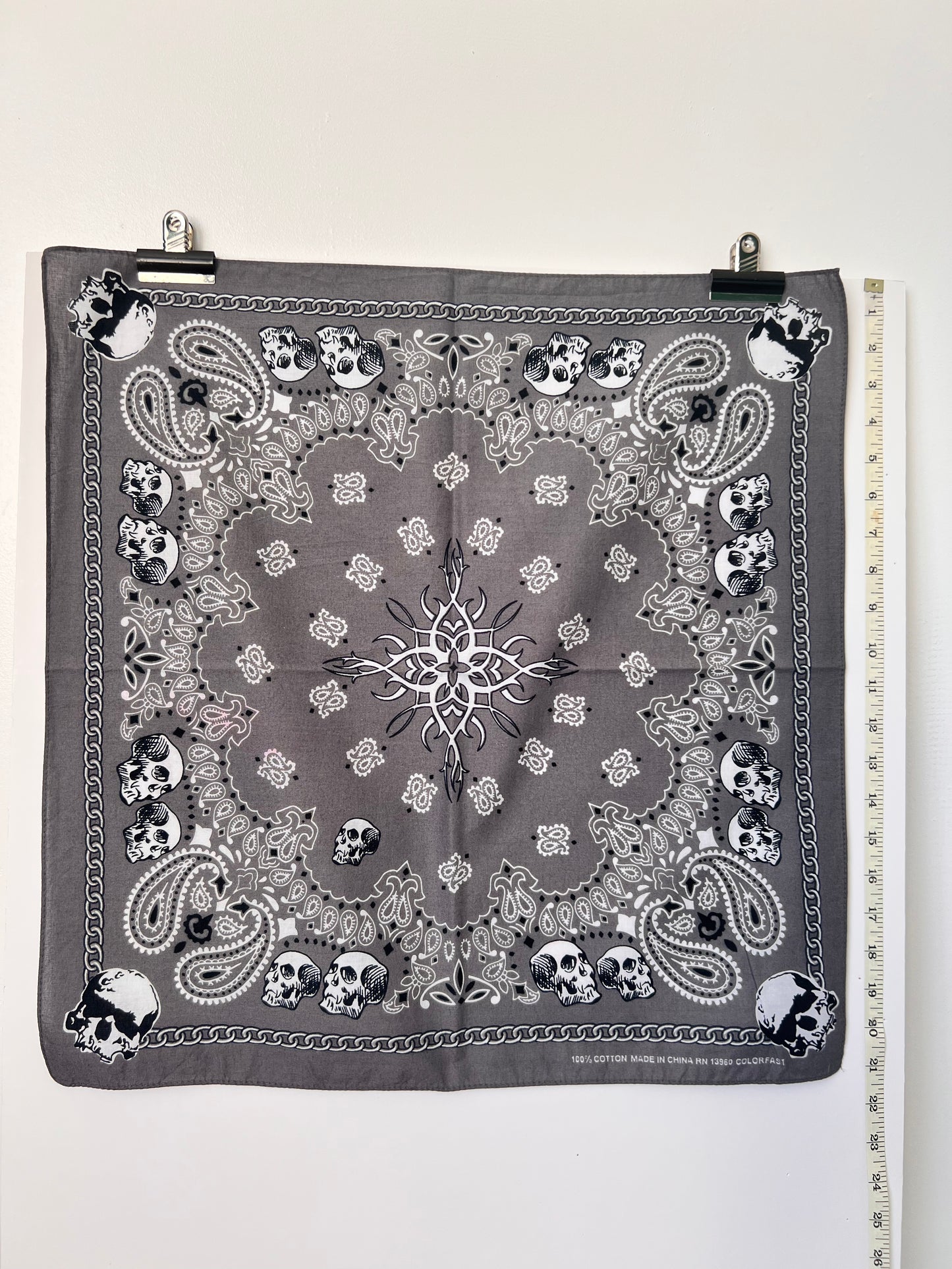 Tattoo Style Skull Grey Bandana
