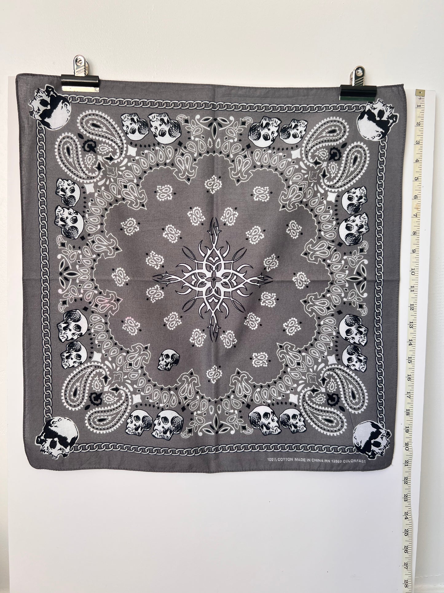 Tattoo Style Skull Grey Bandana