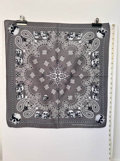 Tattoo Style Skull Grey Bandana