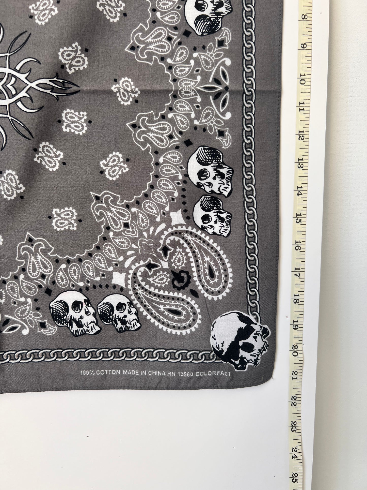 Tattoo Style Skull Grey Bandana
