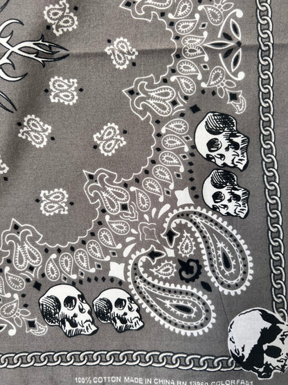 Tattoo Style Skull Grey Bandana
