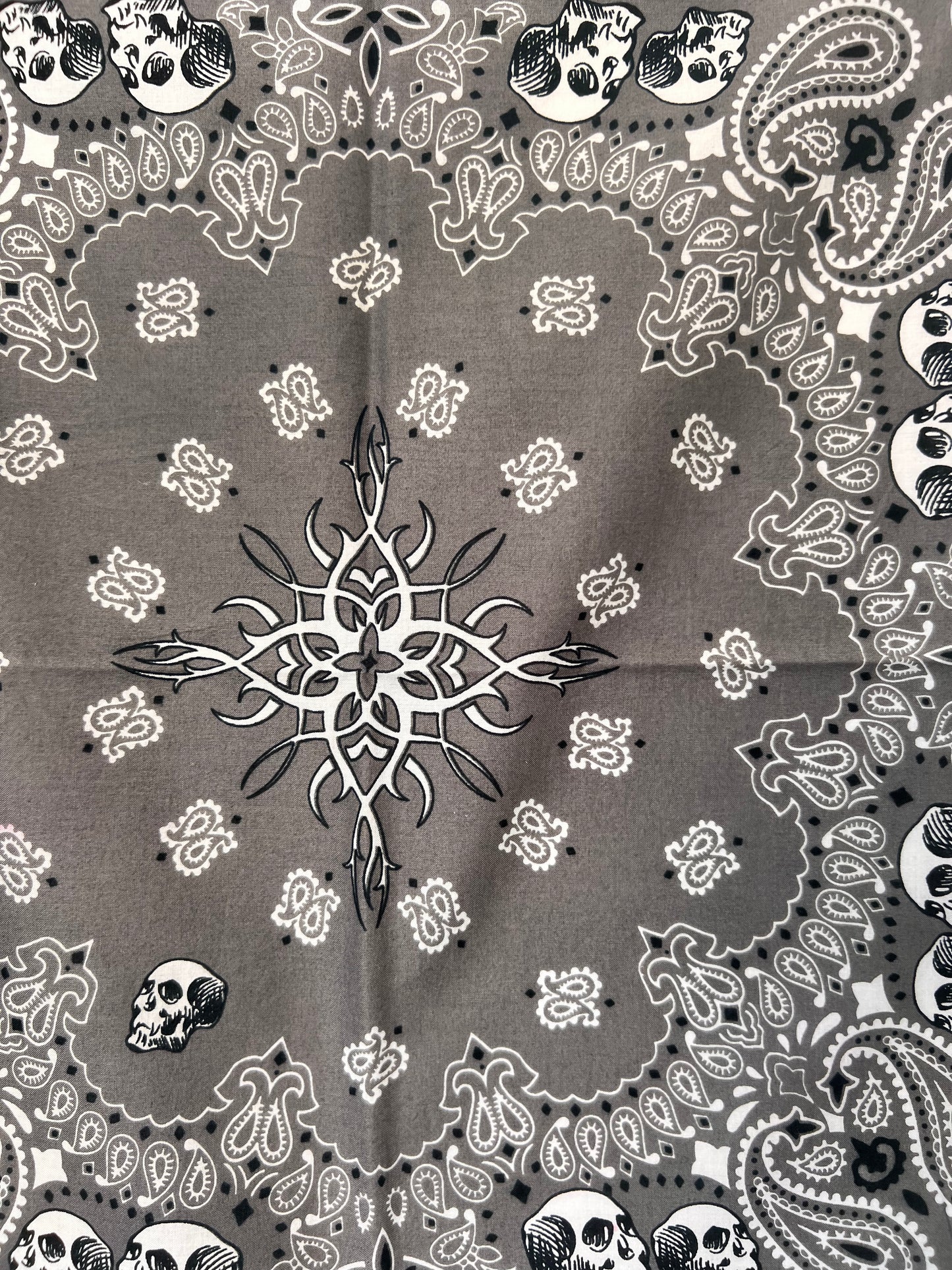 Tattoo Style Skull Grey Bandana