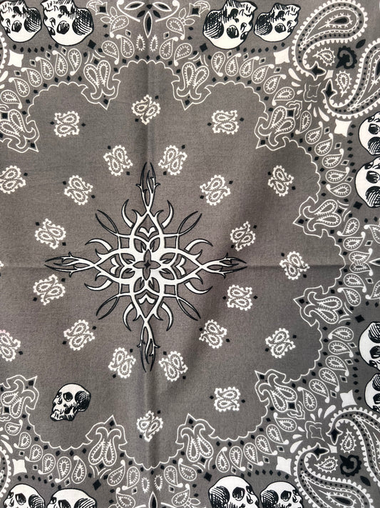 Tattoo Style Skull Grey Bandana