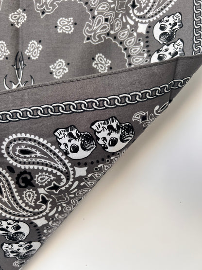 Tattoo Style Skull Grey Bandana