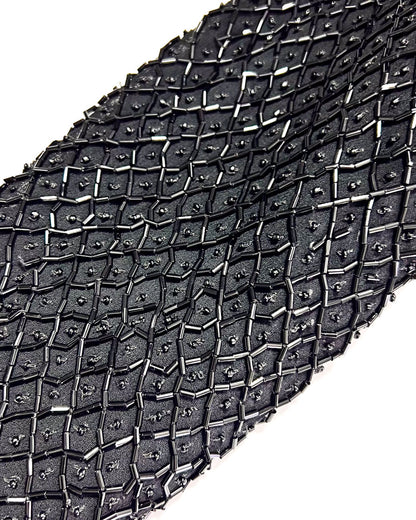 Vintage Black Beaded Cropped Jacket - Medium
