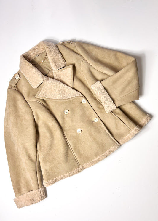 Beige Borg & Faux Suede Jacket - XL