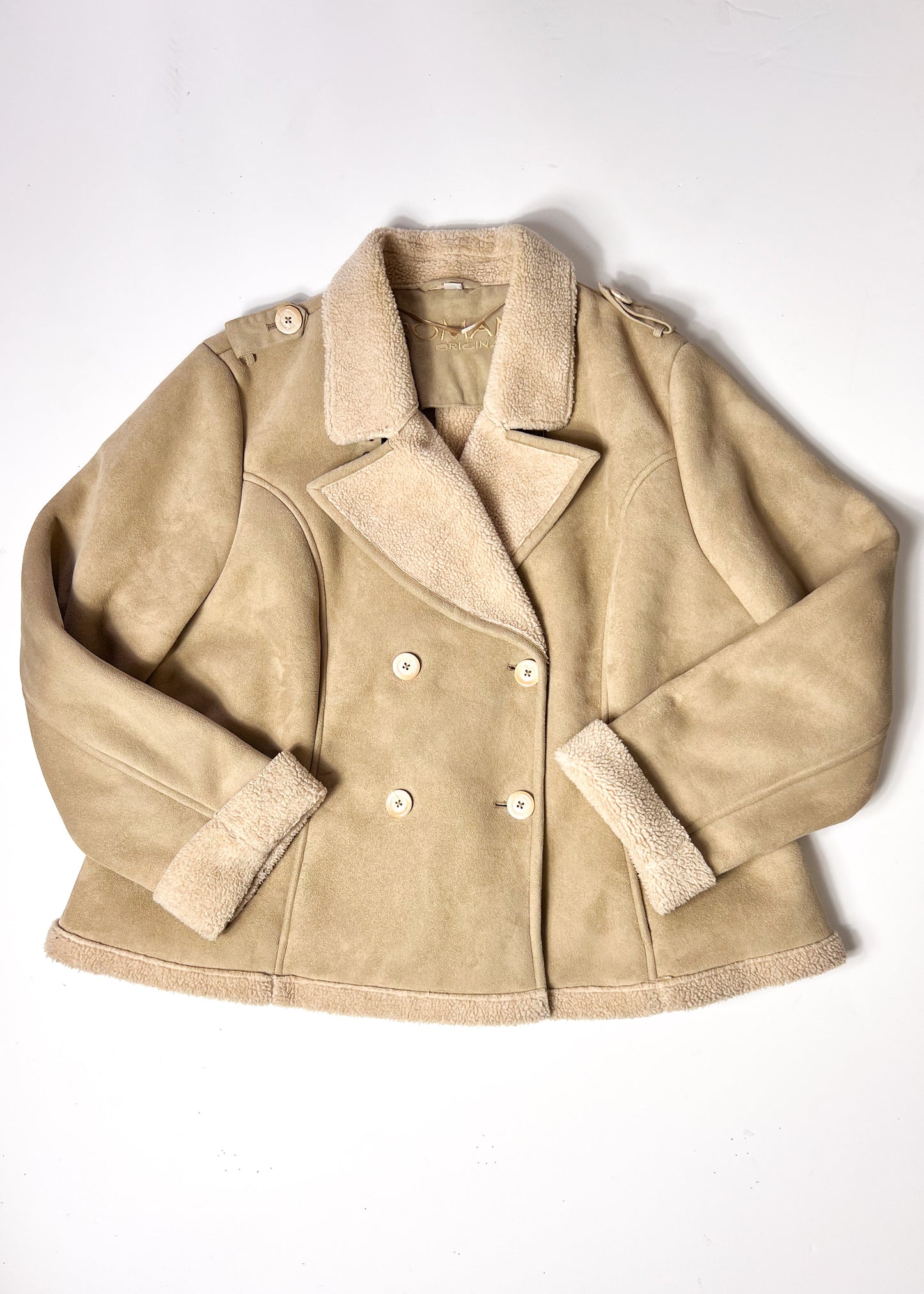Beige Borg & Faux Suede Jacket - XL