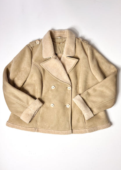 Beige Borg & Faux Suede Jacket - XL