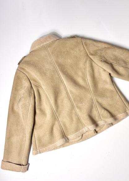 Beige Borg & Faux Suede Jacket - XL