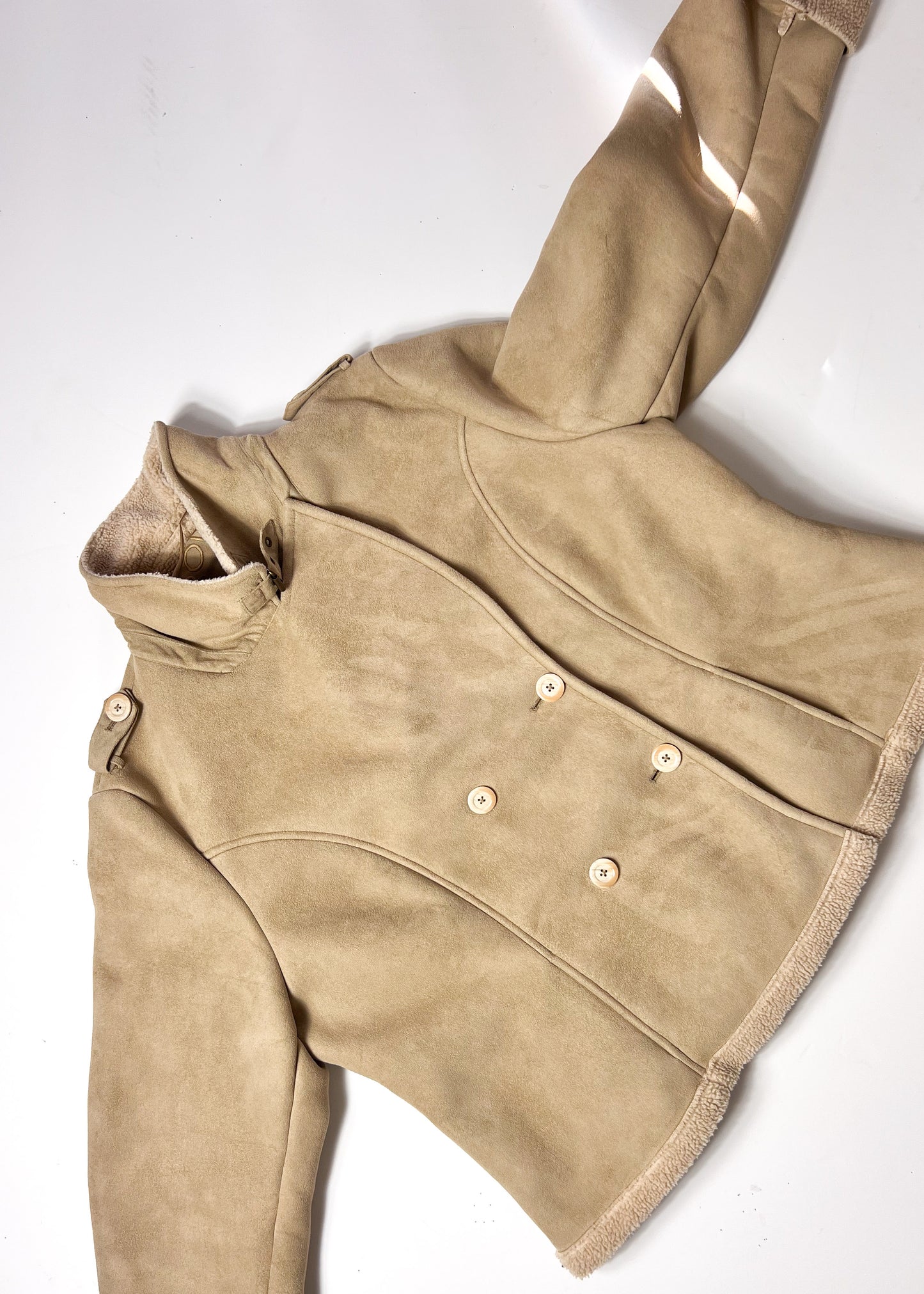 Beige Borg & Faux Suede Jacket - XL